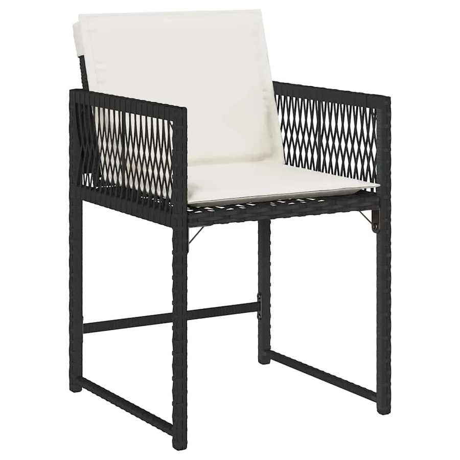 Chaises de jardin lot de 4 avec coussins noir résine tressée - 4