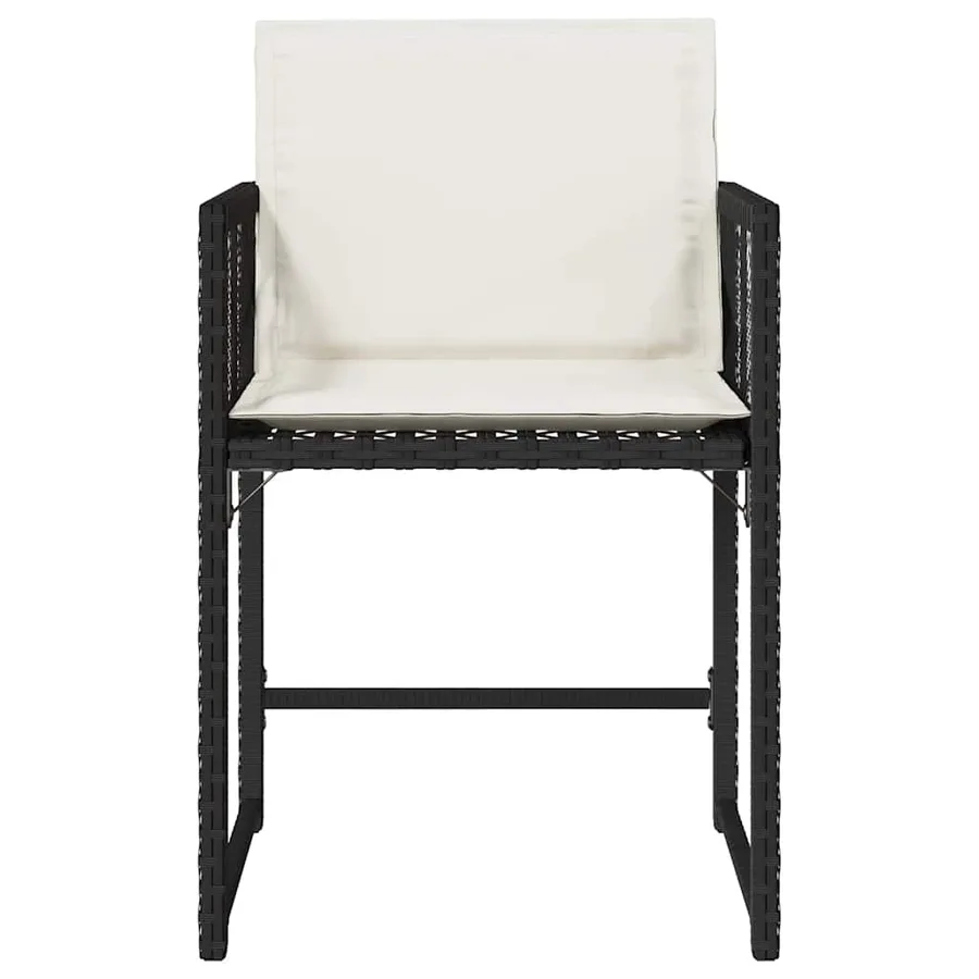 Chaises de jardin lot de 4 avec coussins noir résine tressée - 5