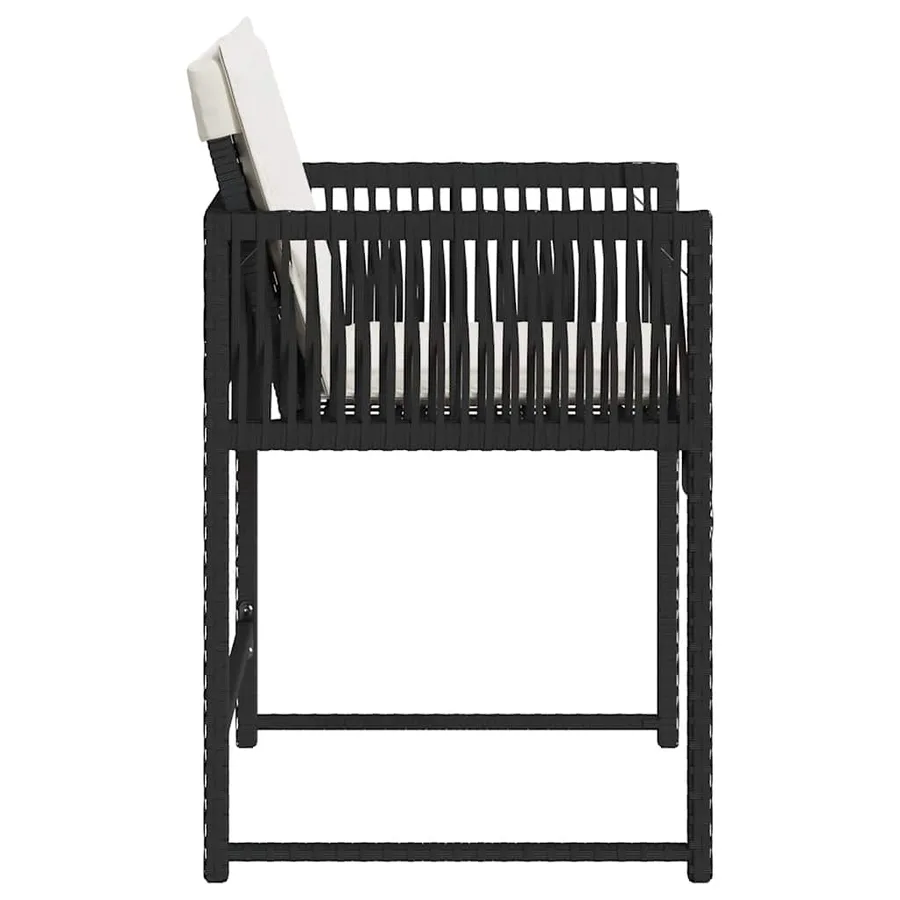 Chaises de jardin lot de 4 avec coussins noir résine tressée - 6