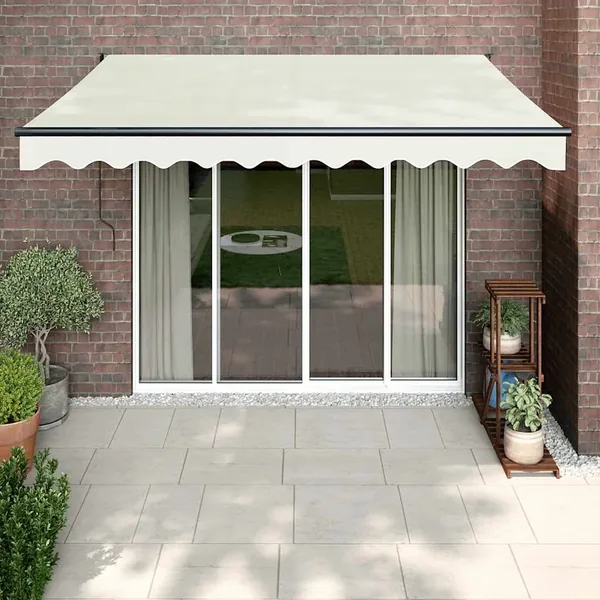 Auvent rétractable crème 3x2,5 m tissu et aluminium