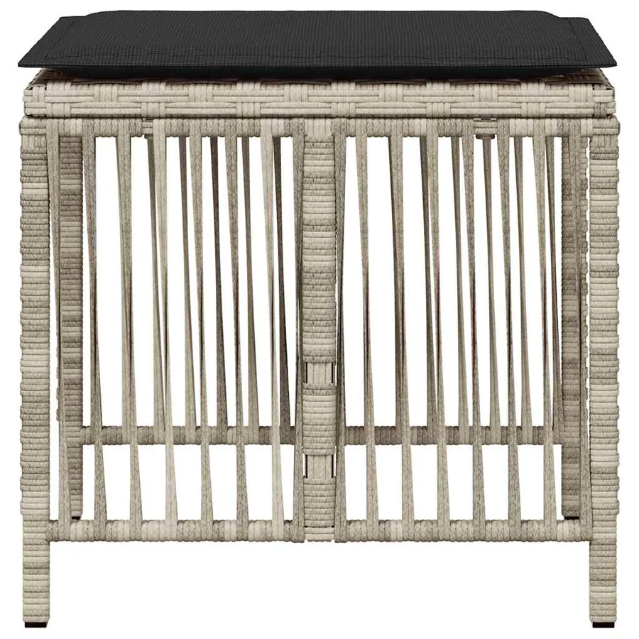 Tabourets de jardin et coussins lot de 4 gris clair 41x41x36 cm - 6