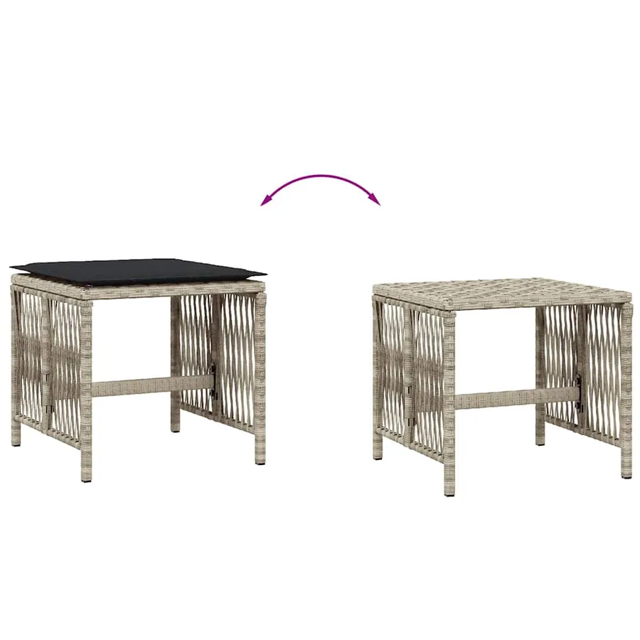 Tabourets de jardin et coussins lot de 4 gris clair 41x41x36 cm - 7