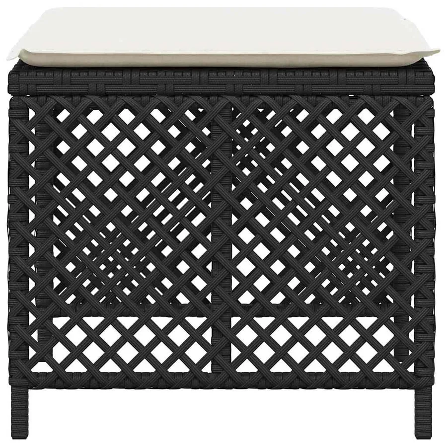 Tabourets de jardin et coussins lot de 4 noir 41x41x36 cm rotin - 6
