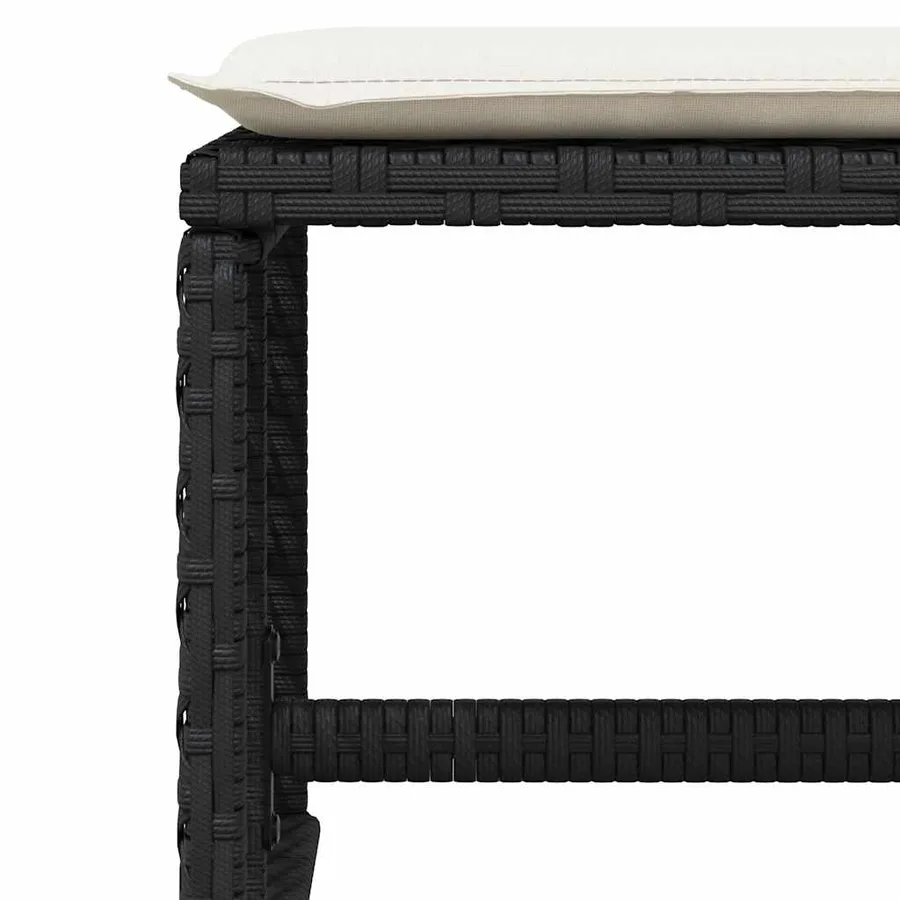 Tabourets de jardin et coussins lot de 4 noir 41x41x36 cm rotin - 8