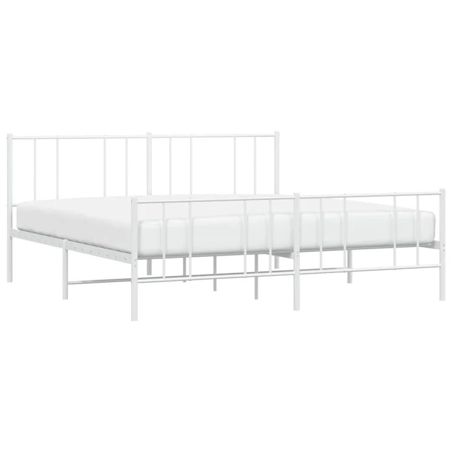 Cadre de lit métal sans matelas et pied de lit blanc 183x213 cm - 5