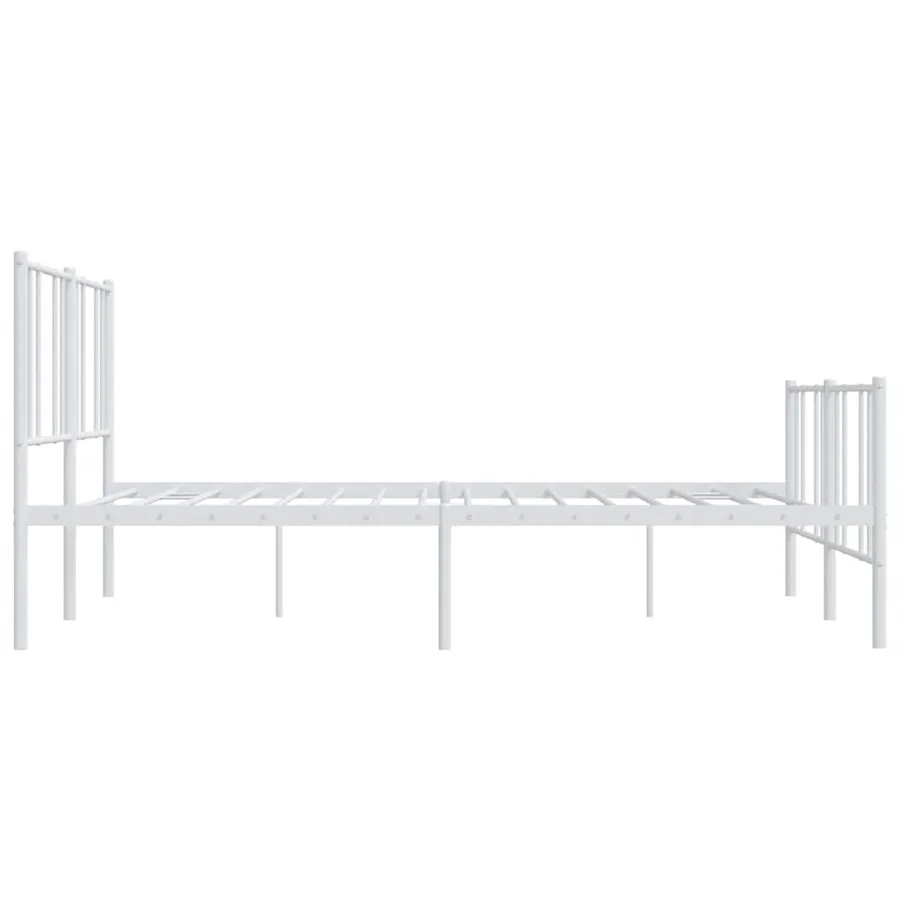 Cadre de lit métal sans matelas et pied de lit blanc 183x213 cm - 7