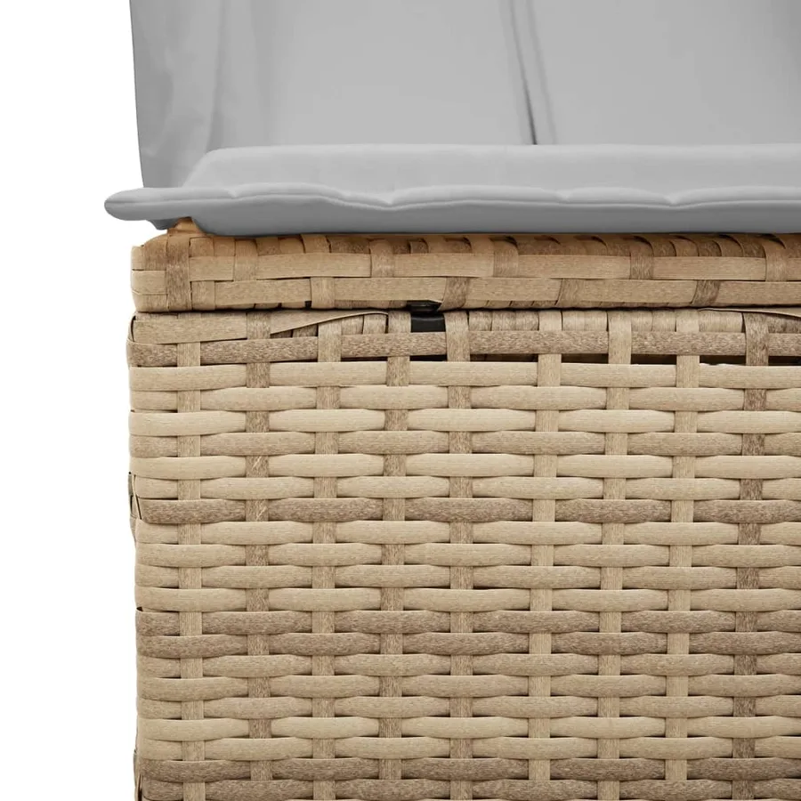 Chaise longue double avec toit et rideaux beige résine tressée - 8