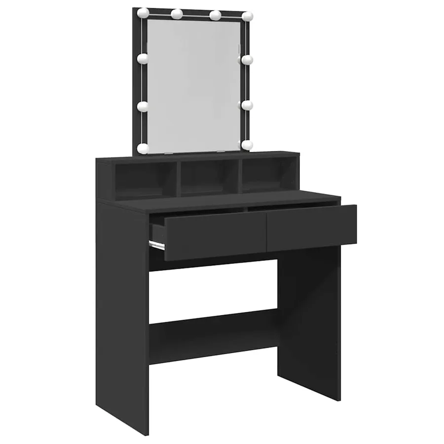 Coiffeuse avec LED noir 80x41x144,5 cm - 9