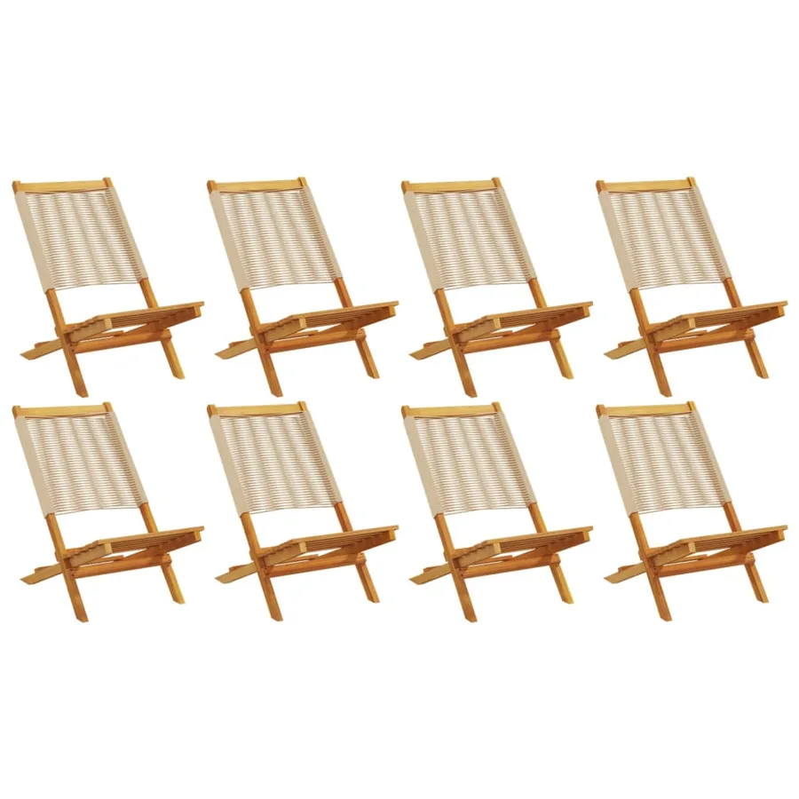 Chaises de jardin pliantes lot de 8 beige bois d'acacia massif - 2