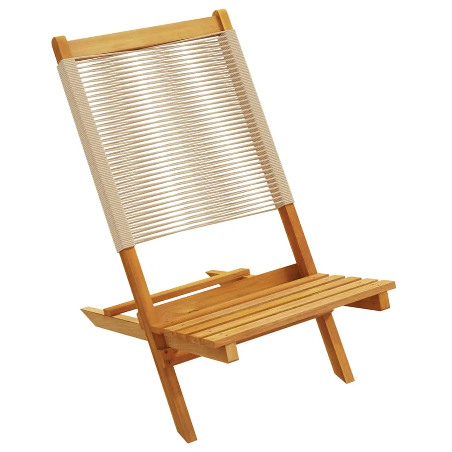 Chaises de jardin pliantes lot de 8 beige bois d'acacia massif - 4