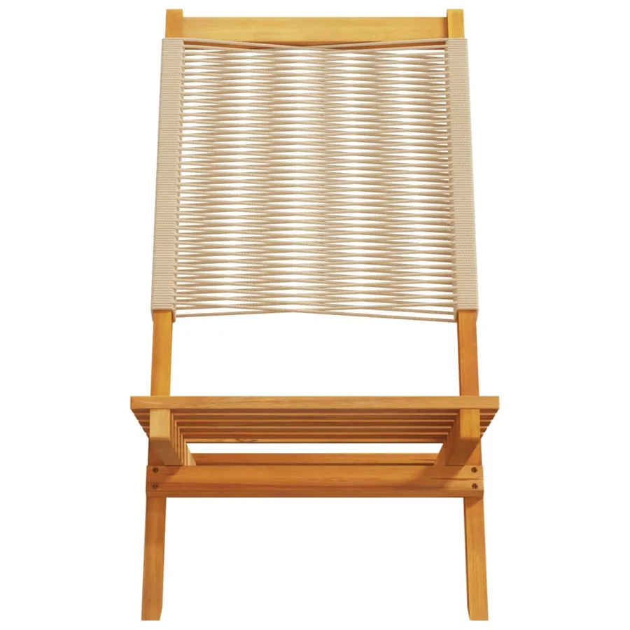 Chaises de jardin pliantes lot de 8 beige bois d'acacia massif - 5