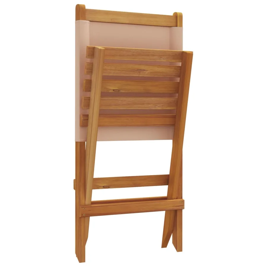 Chaises de jardin pliantes lot de 4 taupe tissu et bois massif - 8
