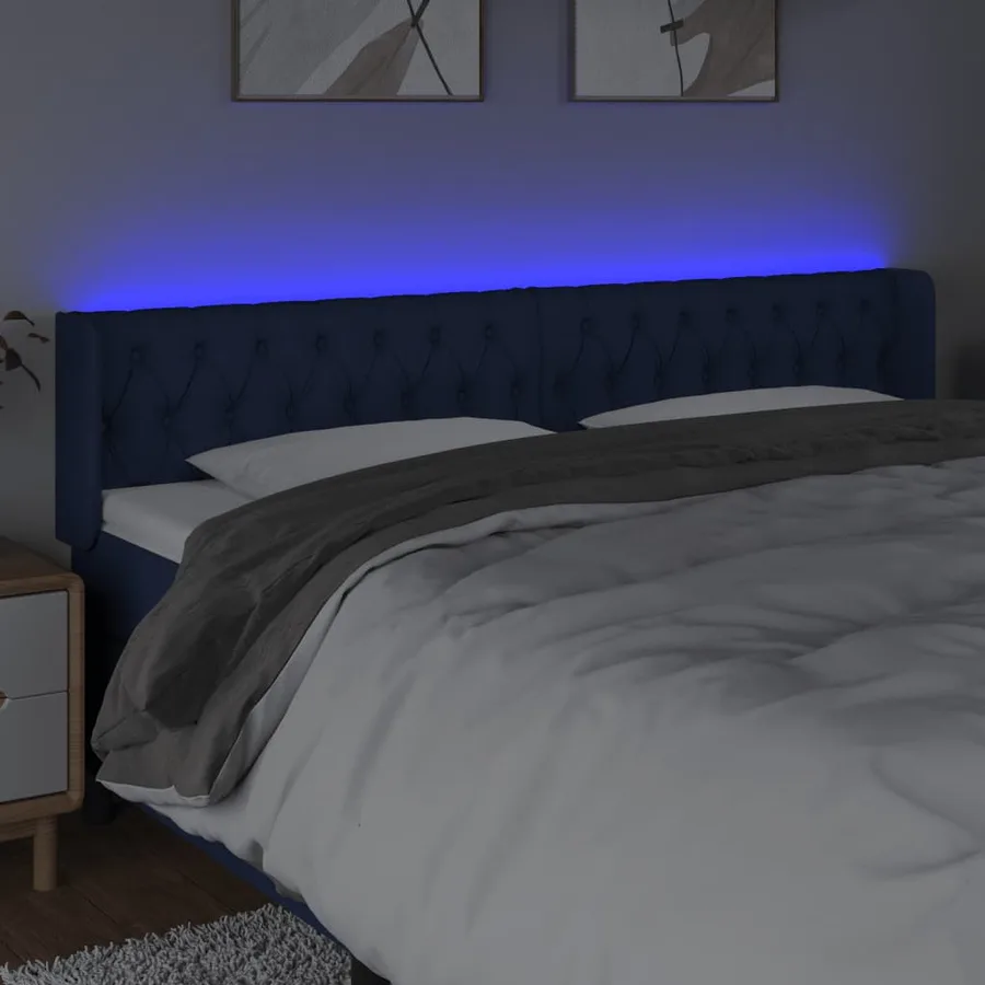 Tête de lit à LED Bleu 203x16x78/88 cm Tissu - 4