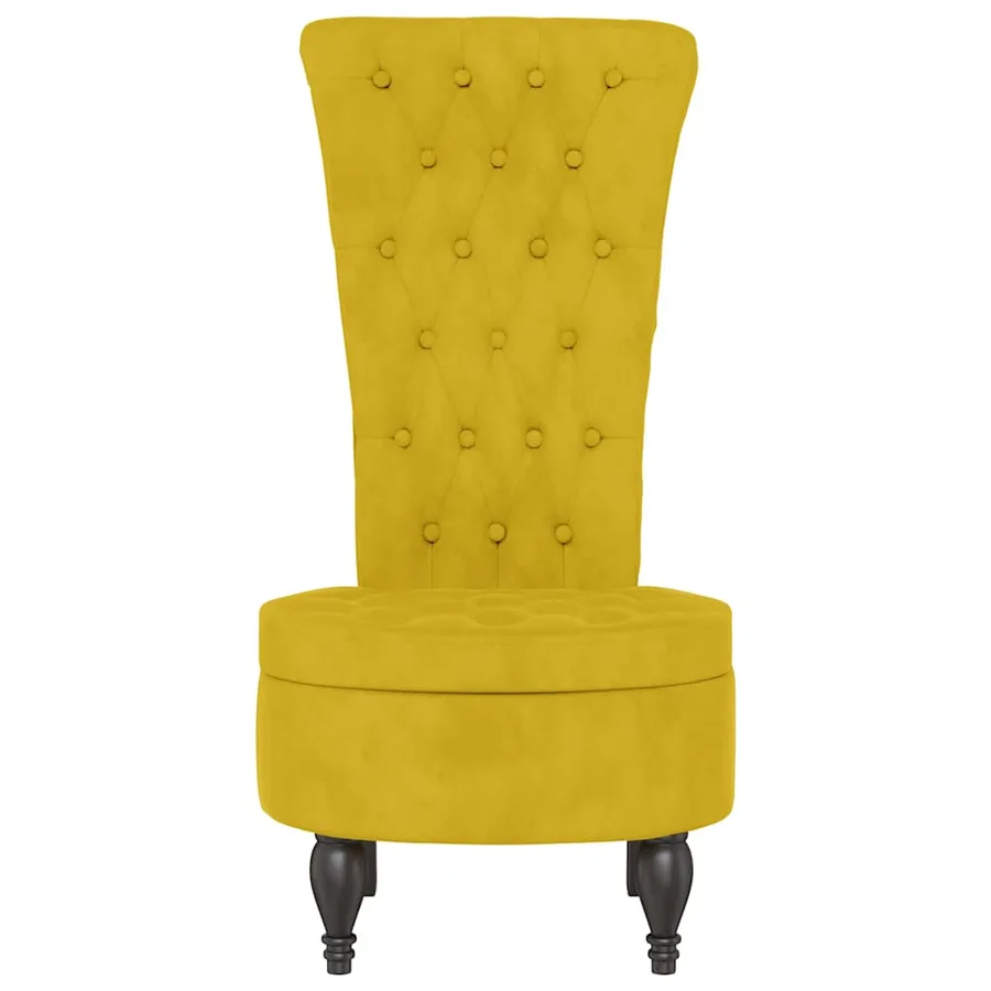 Chaise à dossier haut jaune velours conception de bouton - 3
