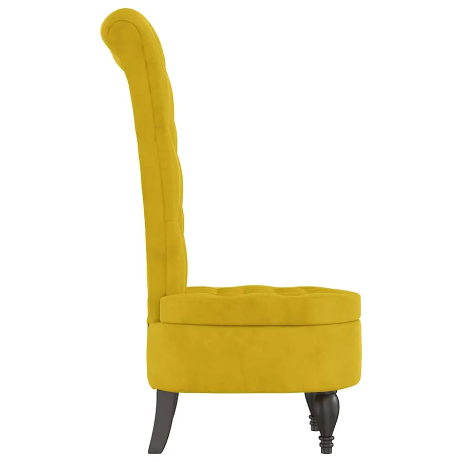 Chaise à dossier haut jaune velours conception de bouton - 4