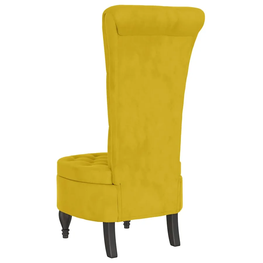 Chaise à dossier haut jaune velours conception de bouton - 5