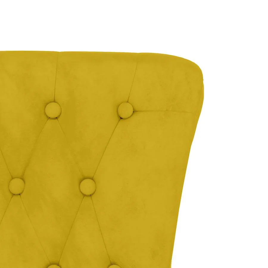 Chaise à dossier haut jaune velours conception de bouton - 6