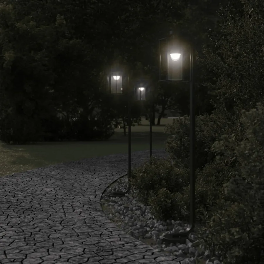Lampadaire d'extérieur noir 100 cm acier inoxydable - 3
