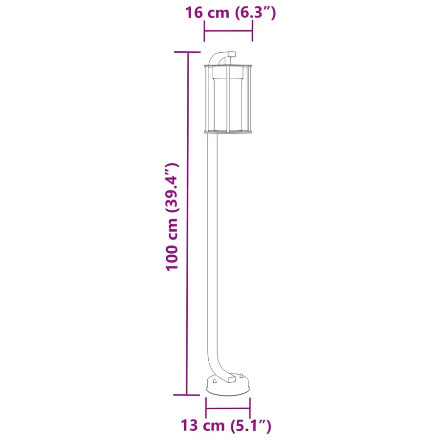 Lampadaire d'extérieur noir 100 cm acier inoxydable - 7