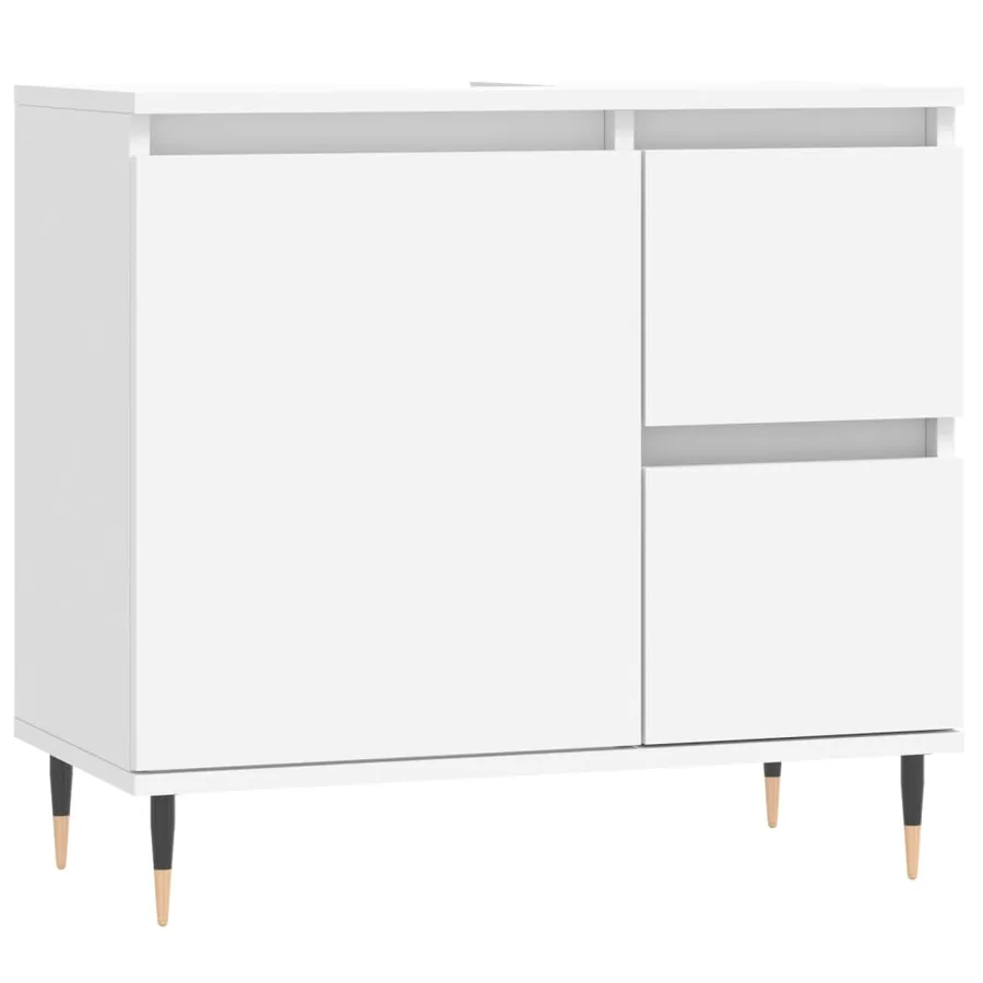 Ensemble de meubles salle de bain 3 pcs blanc bois d'ingénierie - 9