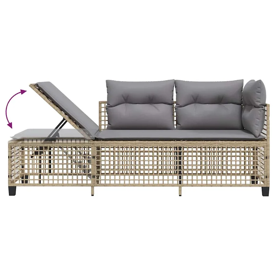 Salon de jardin d'angle avec coussins 3pcs mélange beige rotin - 10