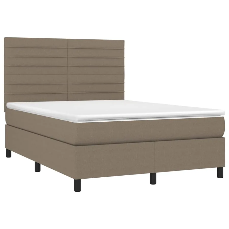 Sommier à lattes de lit et matelas et LED Taupe 140x200cm Tissu - 3