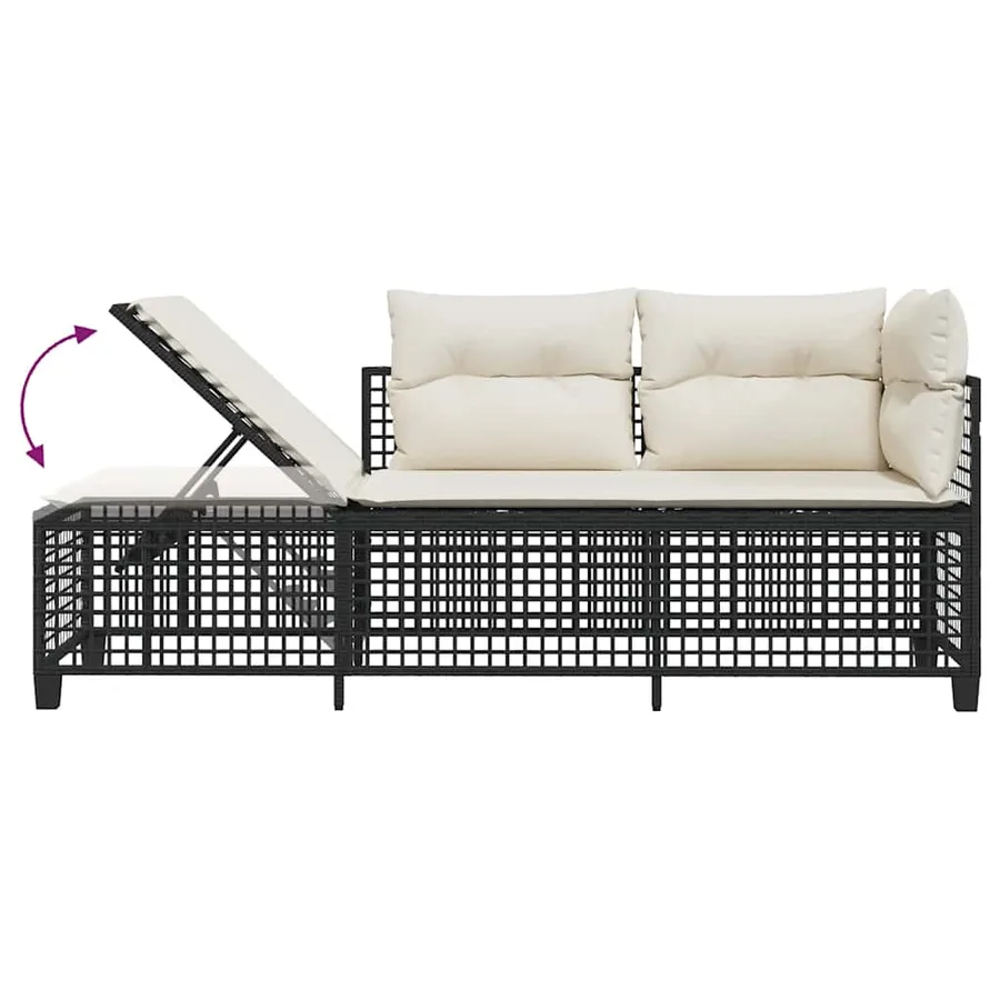 Salon de jardin d'angle 3 pcs avec coussins noir résine tressée - 10