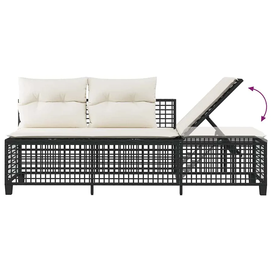 Salon de jardin d'angle 3 pcs avec coussins noir résine tressée - 11