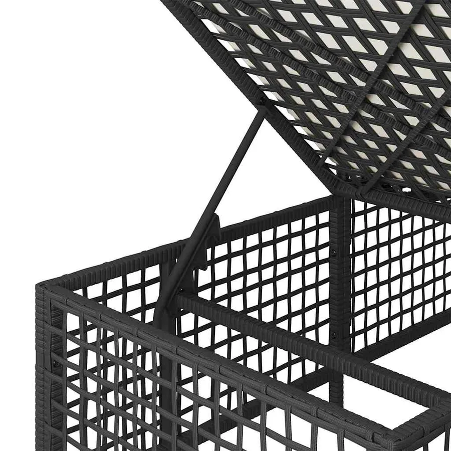 Salon de jardin d'angle 3 pcs avec coussins noir résine tressée - 12