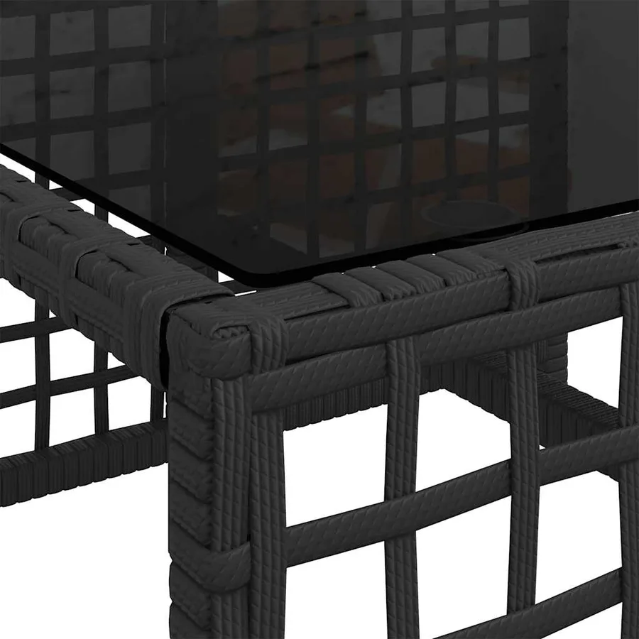 Salon de jardin d'angle 3 pcs avec coussins noir résine tressée - 13