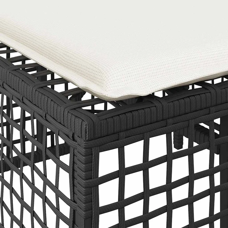 Salon de jardin d'angle 3 pcs avec coussins noir résine tressée - 14