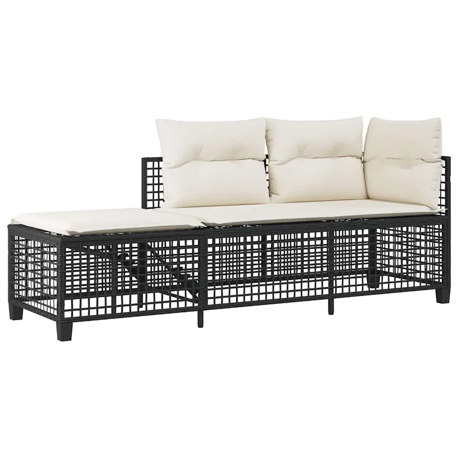 Salon de jardin d'angle 3 pcs avec coussins noir résine tressée - 4