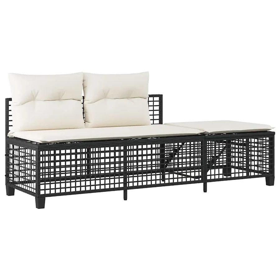 Salon de jardin d'angle 3 pcs avec coussins noir résine tressée - 6