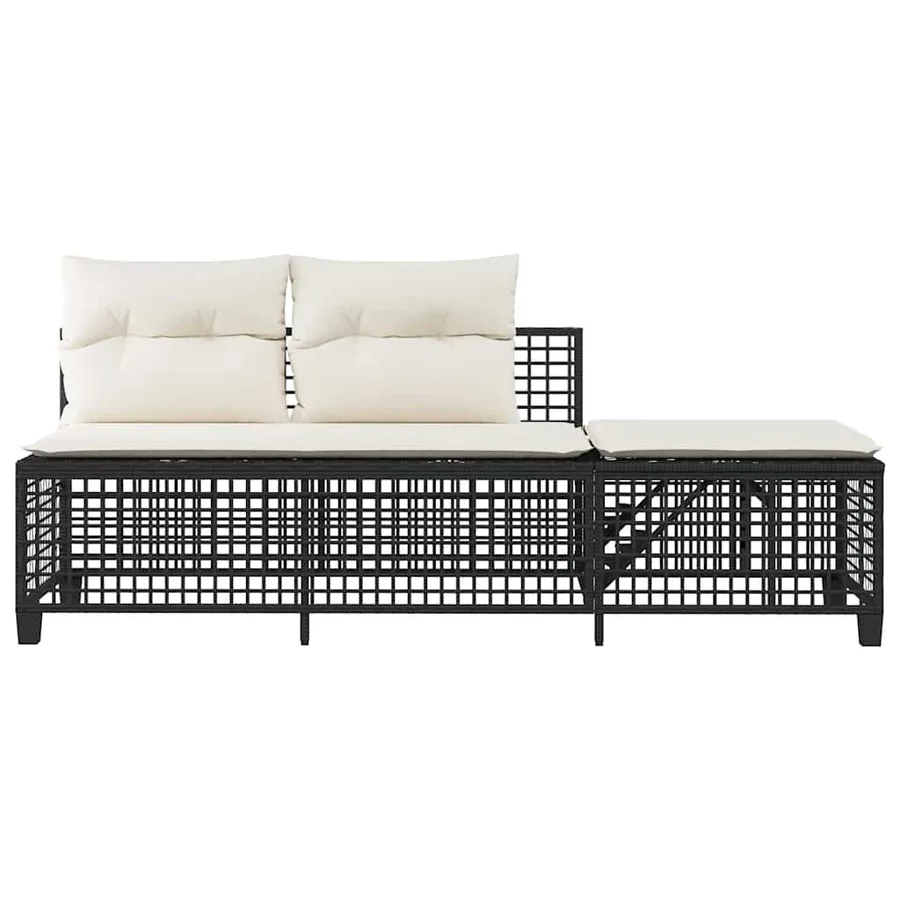 Salon de jardin d'angle 3 pcs avec coussins noir résine tressée - 7