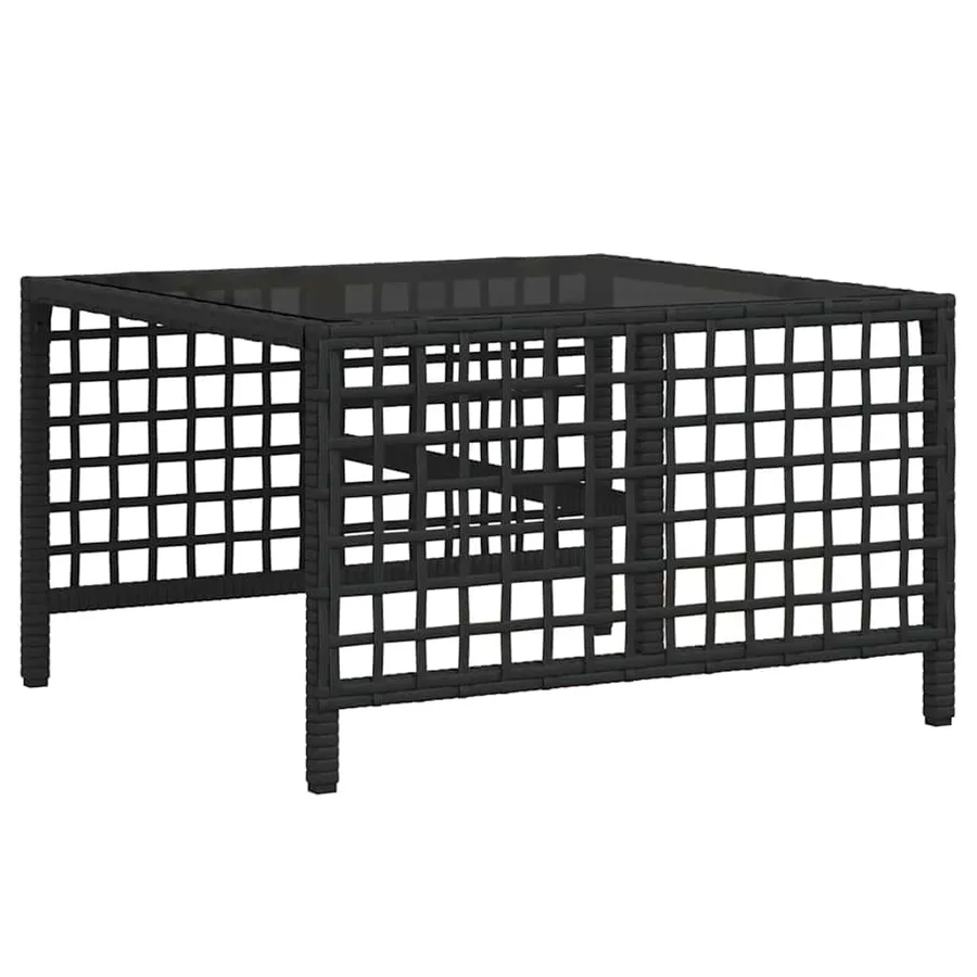 Salon de jardin d'angle 3 pcs avec coussins noir résine tressée - 8