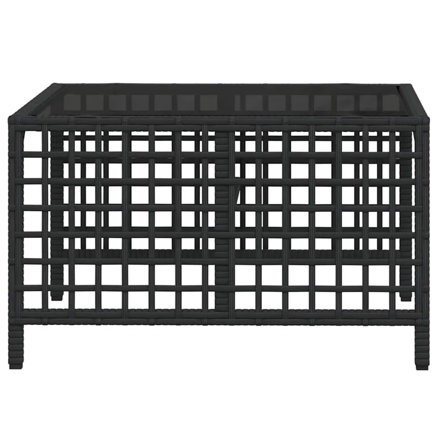 Salon de jardin d'angle 3 pcs avec coussins noir résine tressée - 9