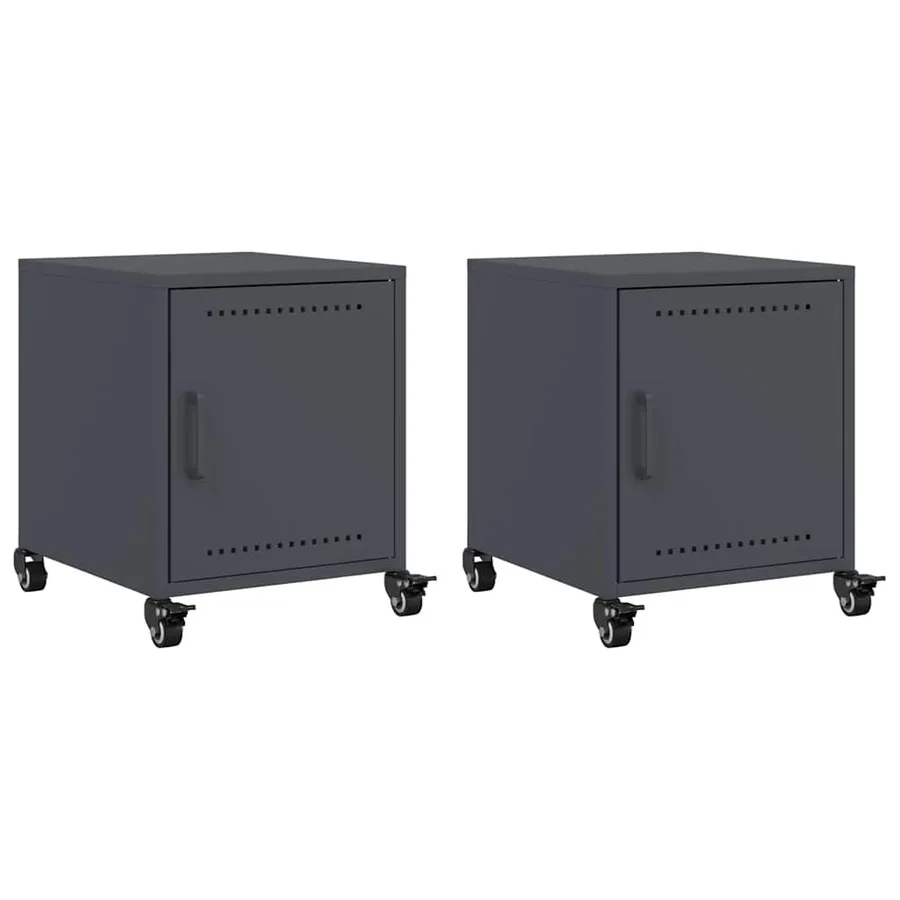 Tables de chevet 2 pcs anthracite 36x39x43,5 cm acier - 2