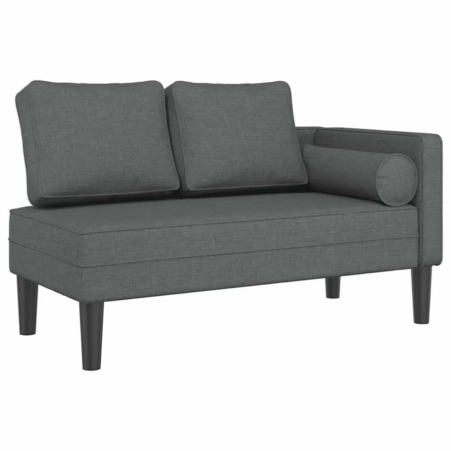Chaise longue avec coussins gris foncé tissu - 2