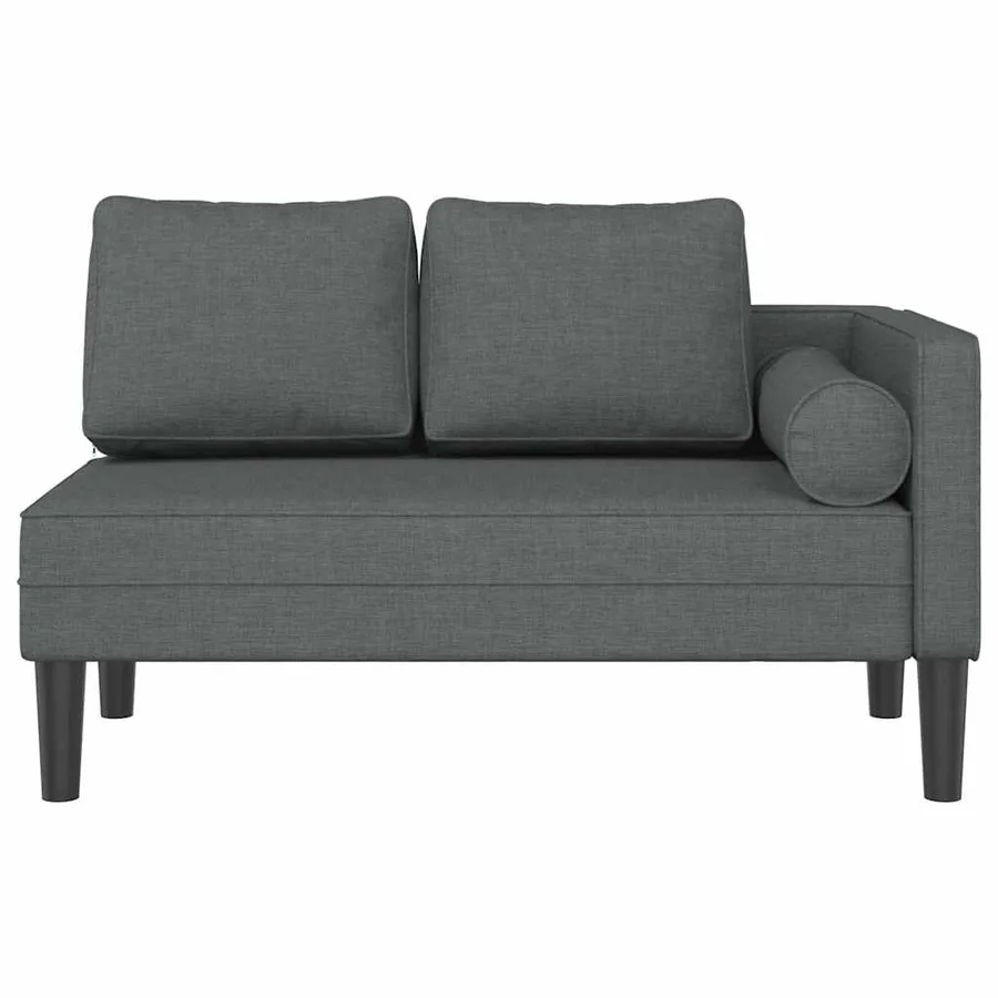Chaise longue avec coussins gris foncé tissu - 3