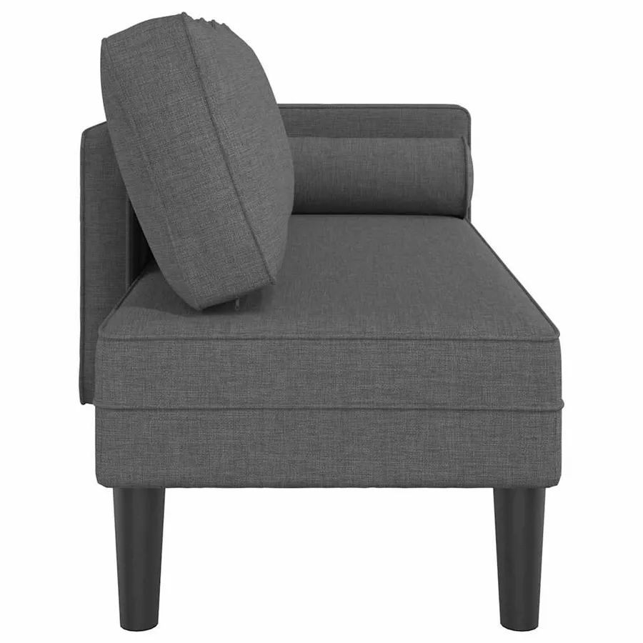 Chaise longue avec coussins gris foncé tissu - 4