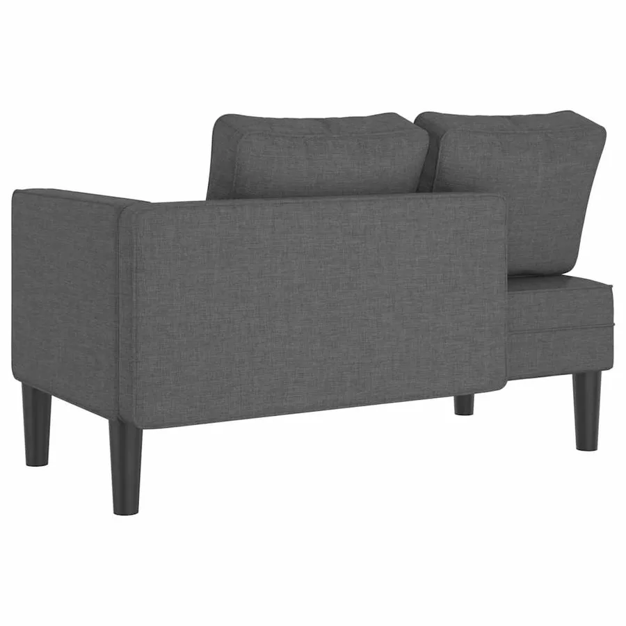 Chaise longue avec coussins gris foncé tissu - 5
