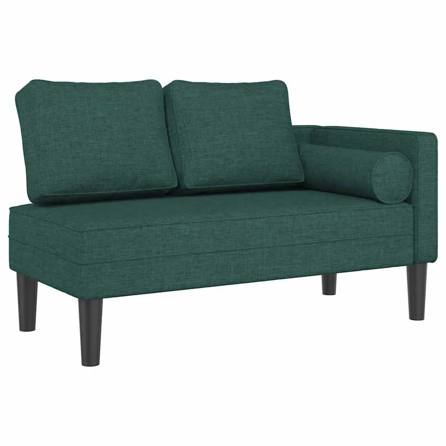 Chaise longue avec coussins vert foncé tissu - 2