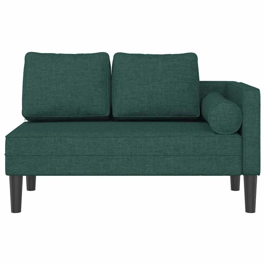 Chaise longue avec coussins vert foncé tissu - 3