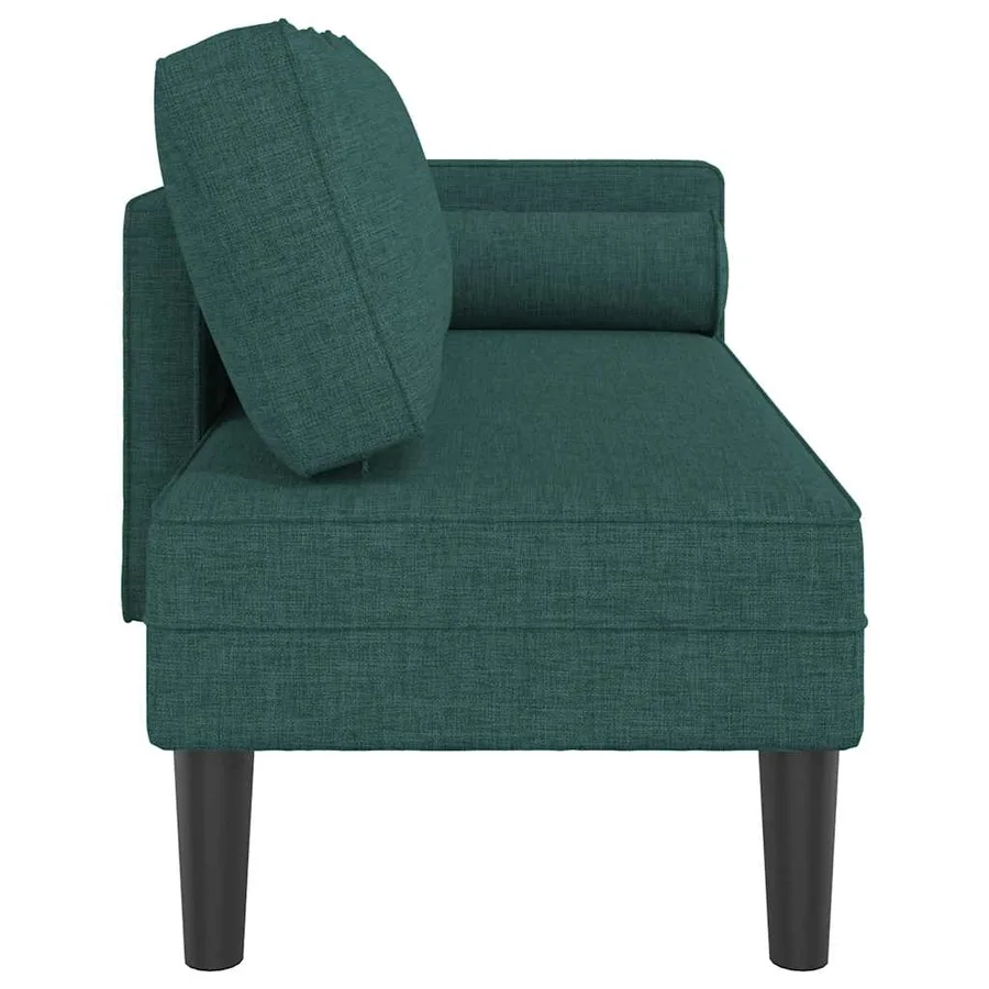 Chaise longue avec coussins vert foncé tissu - 4
