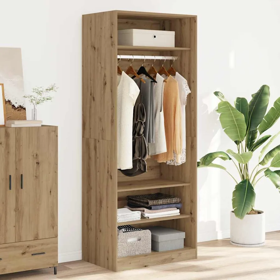 Garde-robe chêne artisanal 80x50x200 cm bois d'ingénierie