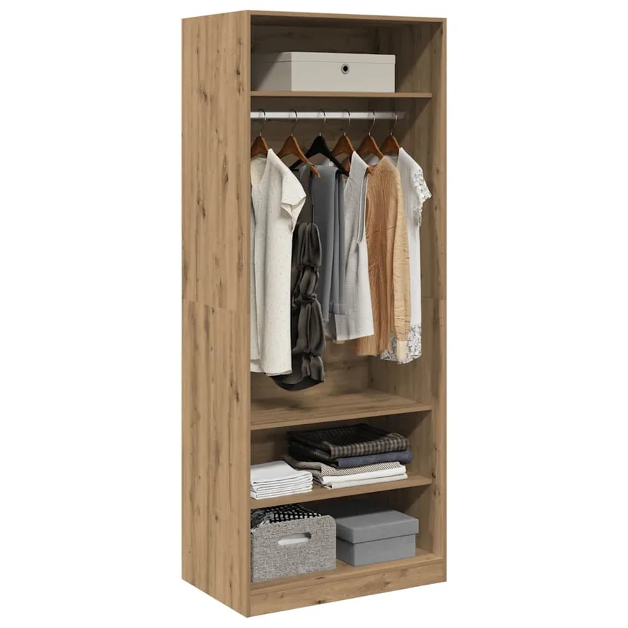 Garde-robe chêne artisanal 80x50x200 cm bois d'ingénierie - 3