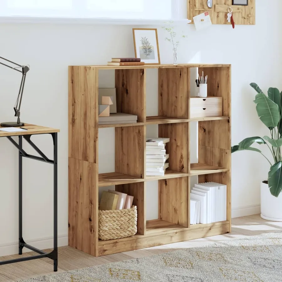 Bibliothèque chêne artisanal 102x32x108 cm bois d'ingénierie - 3