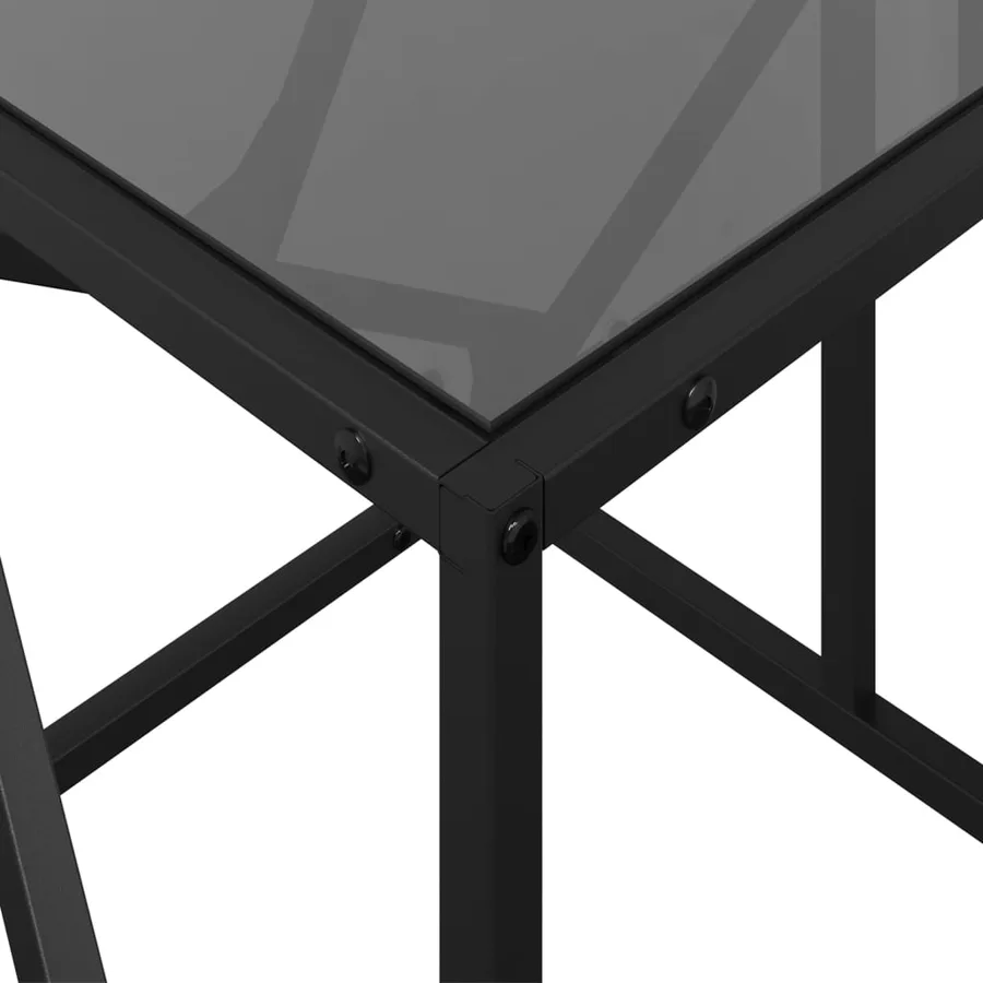Table basse avec dessus en verre noir 98,5x50x41 cm acier - 8