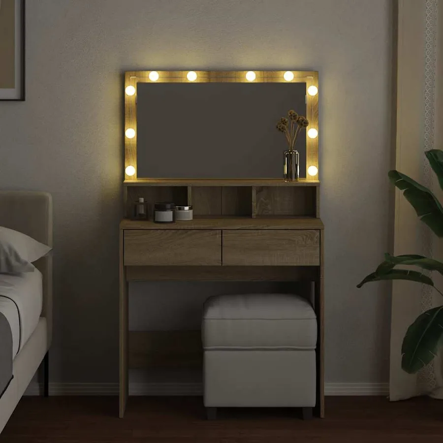 Coiffeuse avec LED chêne sonoma 80x41x134,5 cm - 3