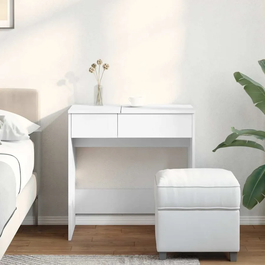 Coiffeuse avec miroir blanc 73x46,5x120 cm - 3